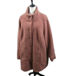 Ulla Popken Dusty Rose Fuzzy Fully Lined 3/4 Length Jacket Size 20/22